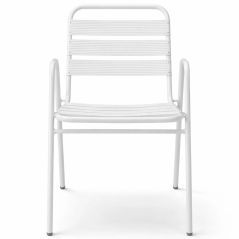 Lot de 2 chaises blanches en aluminium empilables pour terrasse de café et restaurant