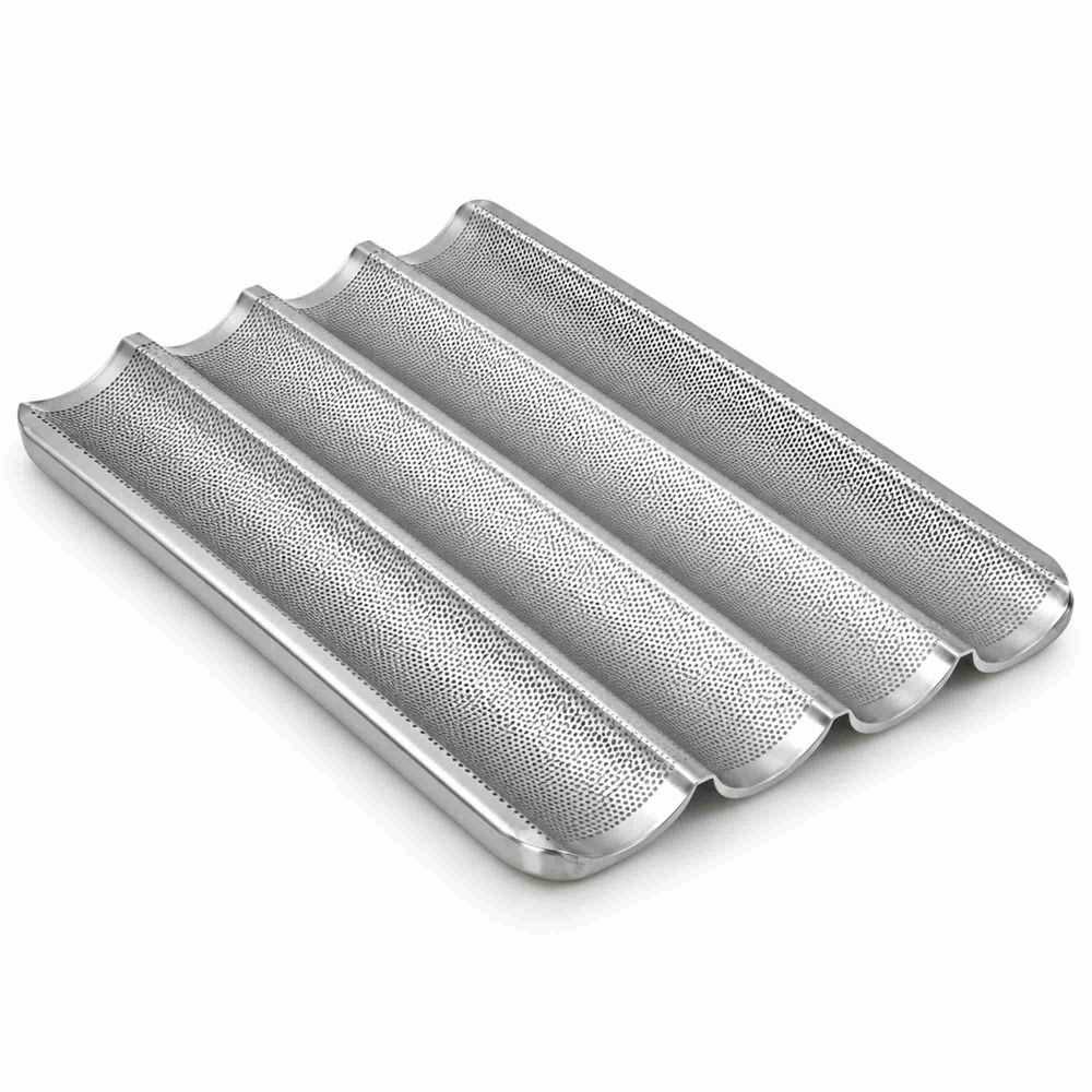 Safata acanalada d’alumini 440 × 315 mm amb 4 canals per a barres de pa