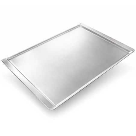 Pack of 4 deep-drawn solid aluminium baking trays 43.5x31.5 cm (€12/unit) for professional pastry baking Worldmai