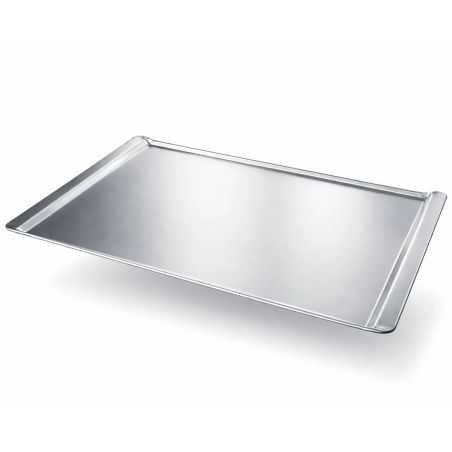 Pack of 4 deep-drawn solid aluminium baking trays 43.5x31.5 cm (€12/unit) for professional pastry baking Worldmai