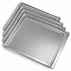 Pack of 4 perforated aluminium baking trays 44x31.5 cm (€14/unit) for bread and pastry baking Worldmai