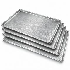 Pack de 4 bandejas perforadas de aluminio 48x34 cm (16€/ud.) para hornos industriales Worldmai