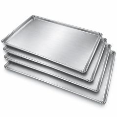 Lot de 4 plaques lisses embouties en aluminium 48x34 cm (13 €/u.) pour fours professionnels Worldmai