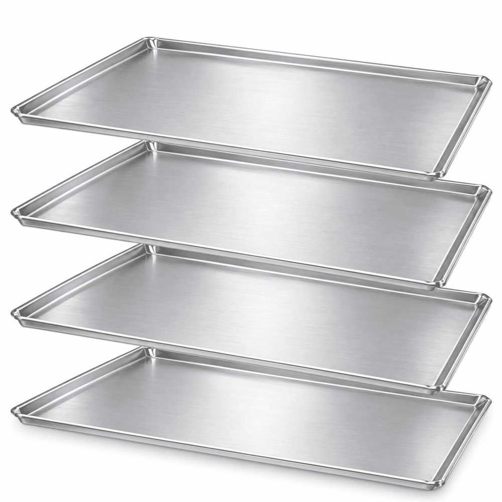 Pack de 4 safates llises embotides d'alumini 48x34 cm (13€/u.) per a forns professionals Worldmai