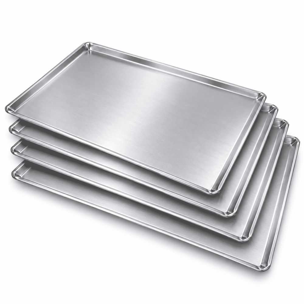 Lot de 4 plaques lisses embouties en aluminium 60x40 cm (16 €/u.) pour boulangerie professionnelle Worldmai