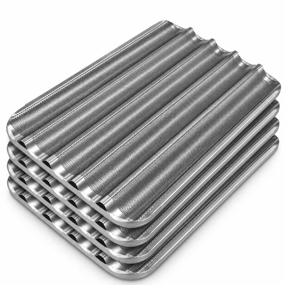 Lot de 4 plaques ondulées en aluminium 60x40 cm à 5 gouttières (24 €/u.) pour fours industriels Worldmai Lot de 4 plaques ondulées en aluminium 60x40 cm à 5 gouttières (24 €/u.) pour fours industriels Worldmai