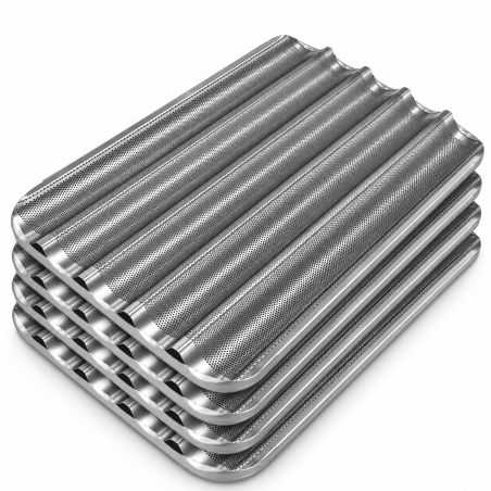 Lot de 4 plaques ondulées en aluminium 60x40 cm à 5 gouttières (24 €/u.) pour fours industriels Worldmai