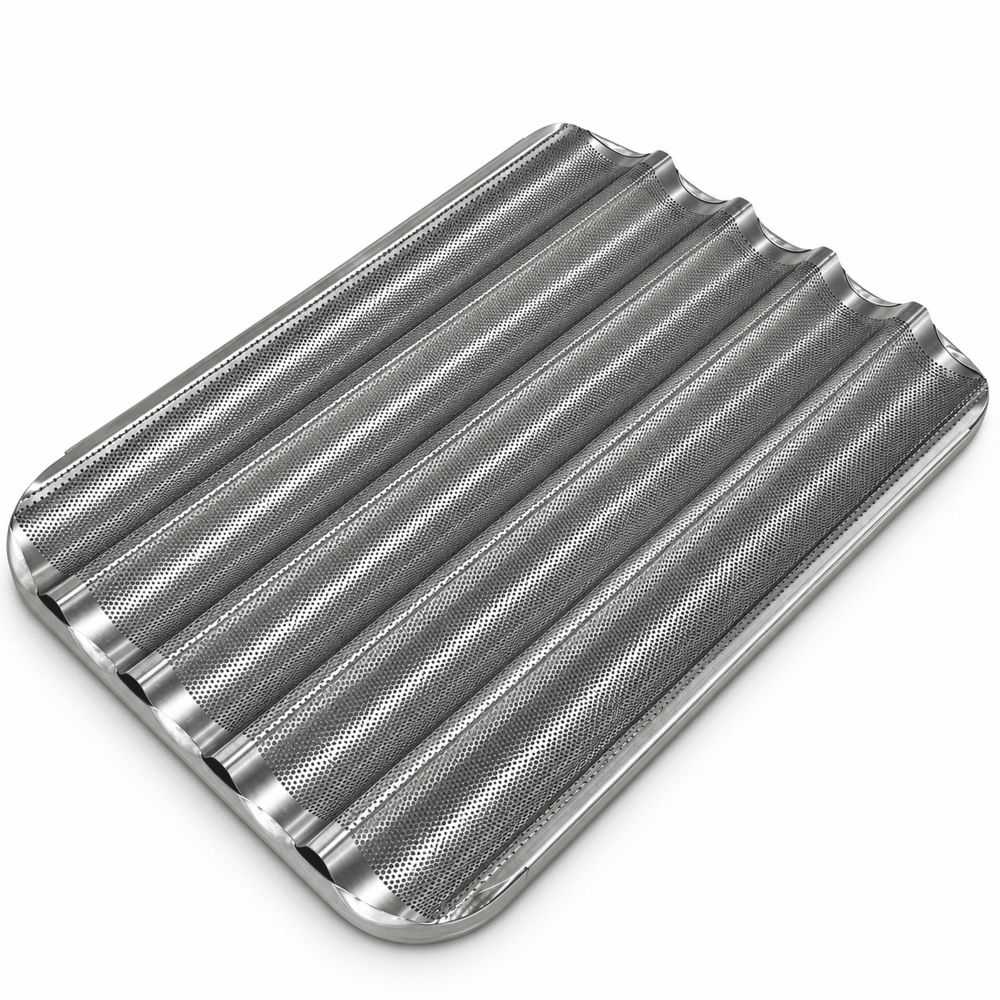 Safata acanalada d'alumini 60x40 cm amb 5 canals per coure pa al forn Worldmai