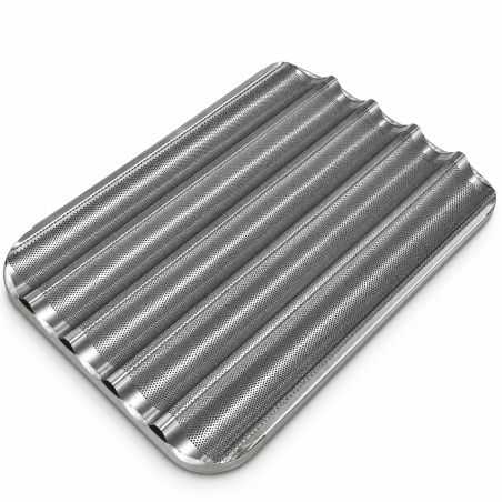 Safata acanalada d'alumini 60x40 cm amb 5 canals per coure pa al forn Worldmai