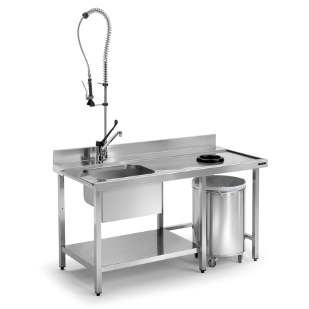 Mesas de prelavado con aro desbarazado