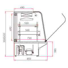 Exhibiting pastry display case