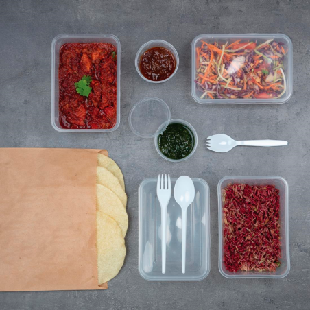 Fiesta Plastic Microwavable Containers With Lid (Pack of 250)