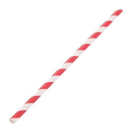 Biodegradable paper straws striped and plain (250 pcs.)