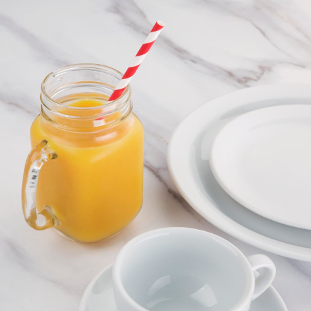 Compostable Paper Straws Red Stripes (Pack of 250)