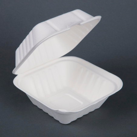 Envases compostables de bagazo para hamburguesas (500 uds.)