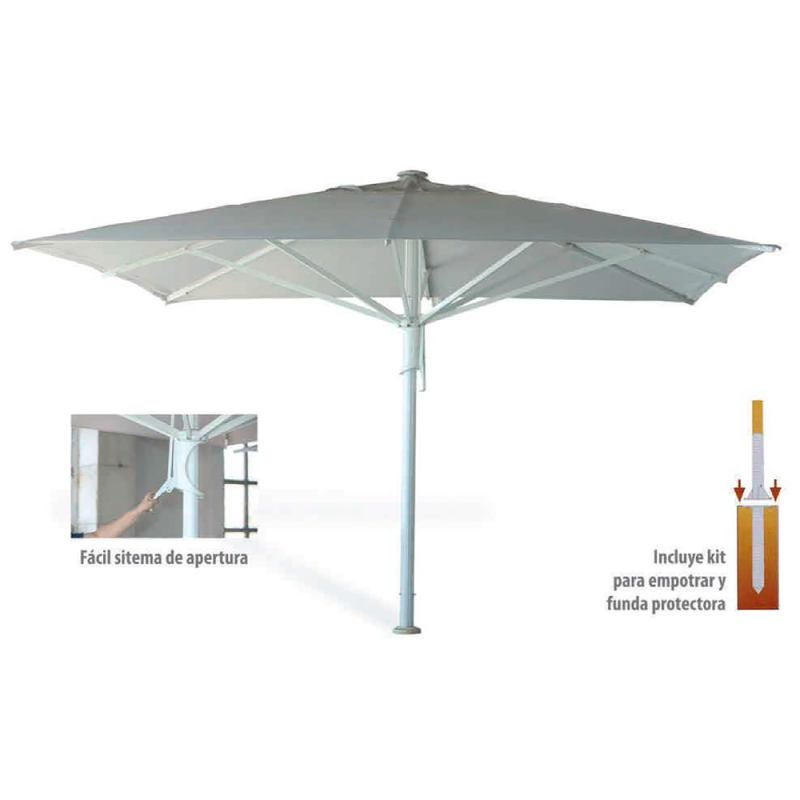 Restaurant Parasol with Square Beige Canvas