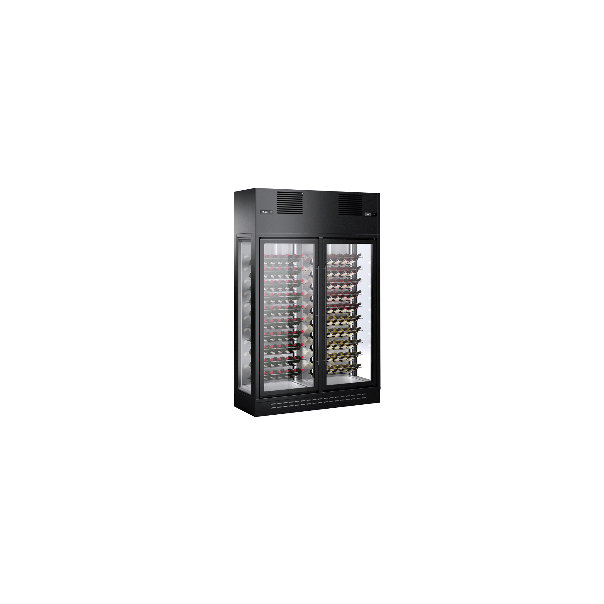 Wall-mounted wine cellar with 2 door