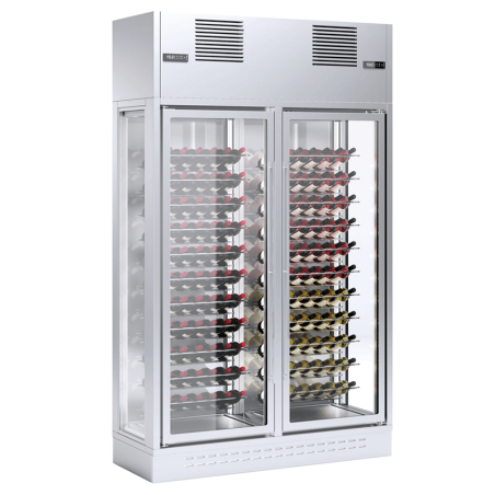 Wall-mounted wine cellar with 2 door