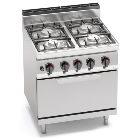 Cuisinière à gaz 4 feux MACROS 700 avec four GN 2/1