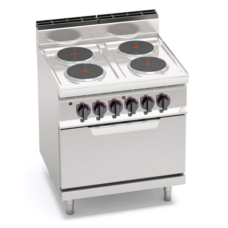 Cocina eléctrica de 4 fuegos MACROS 700 con horno eléctrico GN 2/1