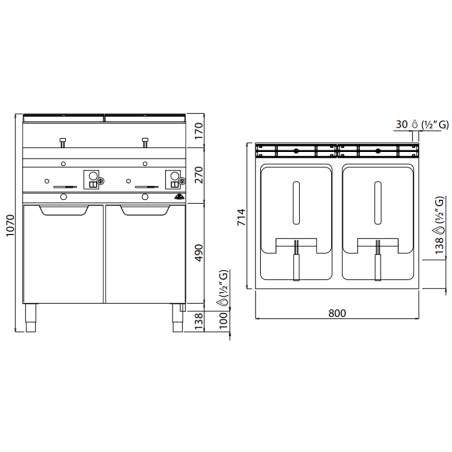 Professional 20 liter double gas fryer MACROS 700