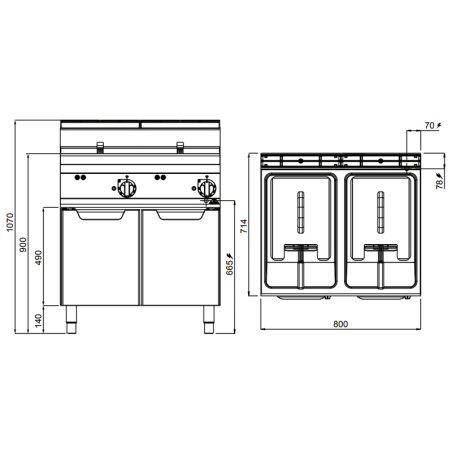 Friteuse électrique professionnelle double 20 litres MACROS 700