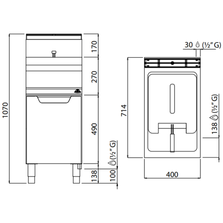 Friteuse gaz professionnelle 20 litres MACROS 700
