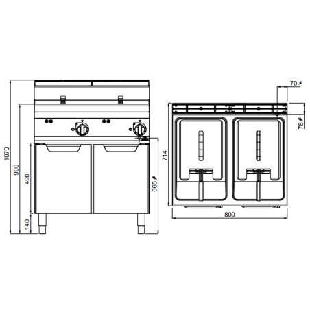 Fregidora elèctrica professional de 36 litres doble MACROS 700