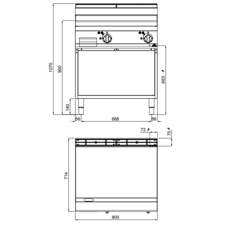 Cocina FRY TOP COMPOUND 800 eléctrica MACROS 700 con mueble
