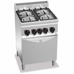 Cocina eléctrica de 4 fuegos PLUS 600 con horno eléctrico GN 1/1