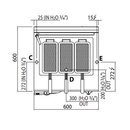Cuece pastas eléctrico industrial 25 litros de 3 cestas