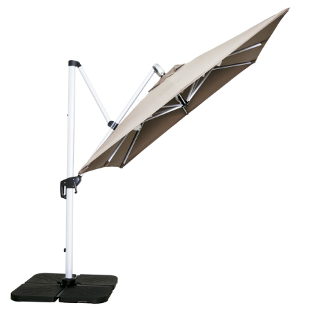 Parasol excéntrico de aluminio y polyester para hostelería