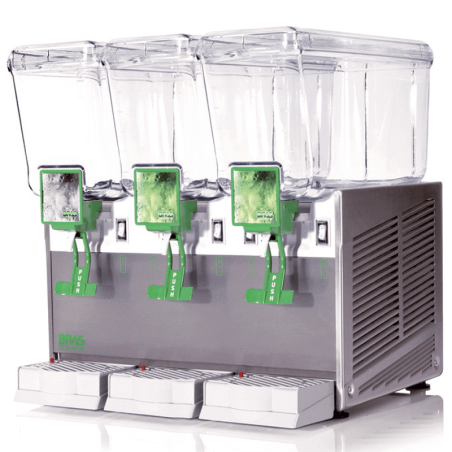 Industrial triple beverage dispenser and cooler of 12 liters each dispenser