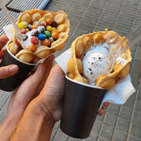 Máquina de gofres con base de burbujas