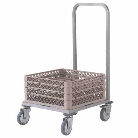 Stainless steel trolley for crockery baskets 50 x 50
