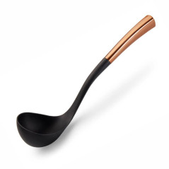 Black nylon saucepan and gold stainless steel handle for buffet