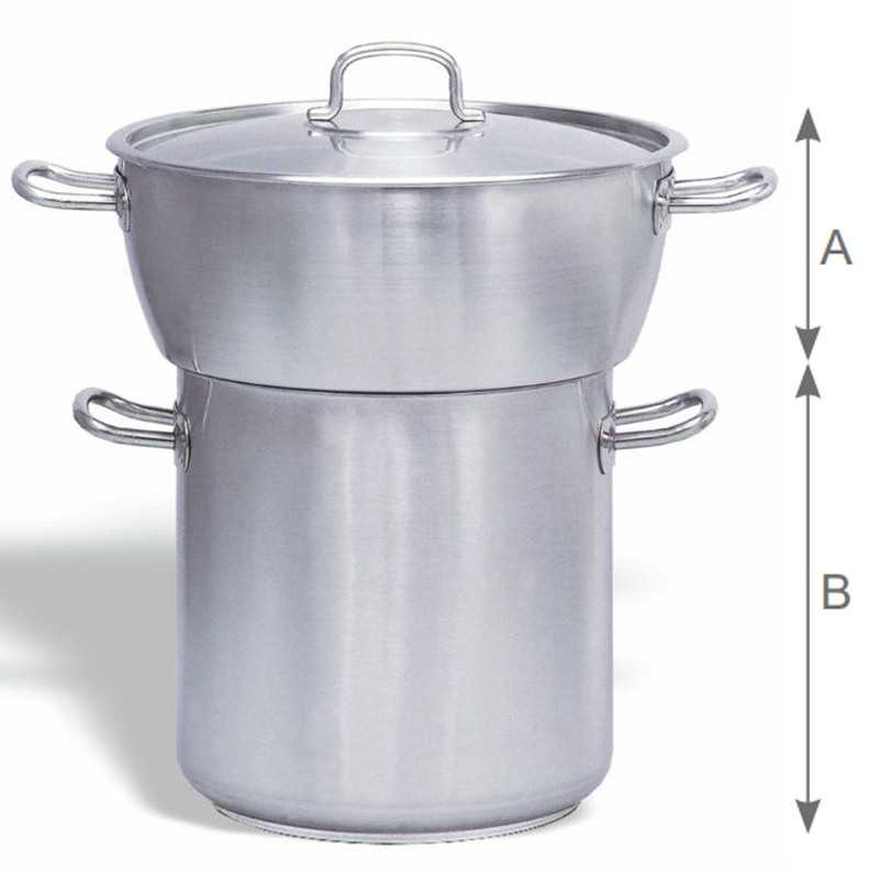 Conjunt cucusera bombada d'acer inoxidable amb tapa