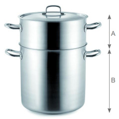 Couscoussier forme droite en acier inoxydable avec couvercle