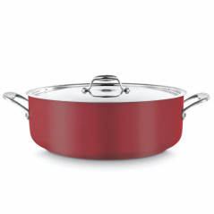 Braisière inox gourmet court en couleur avec couvercle