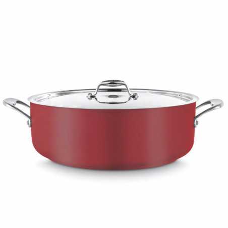 Braisière inox gourmet court en couleur avec couvercle