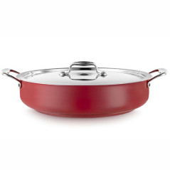 Plat à paella inox gourmet en couleur avec couvercle