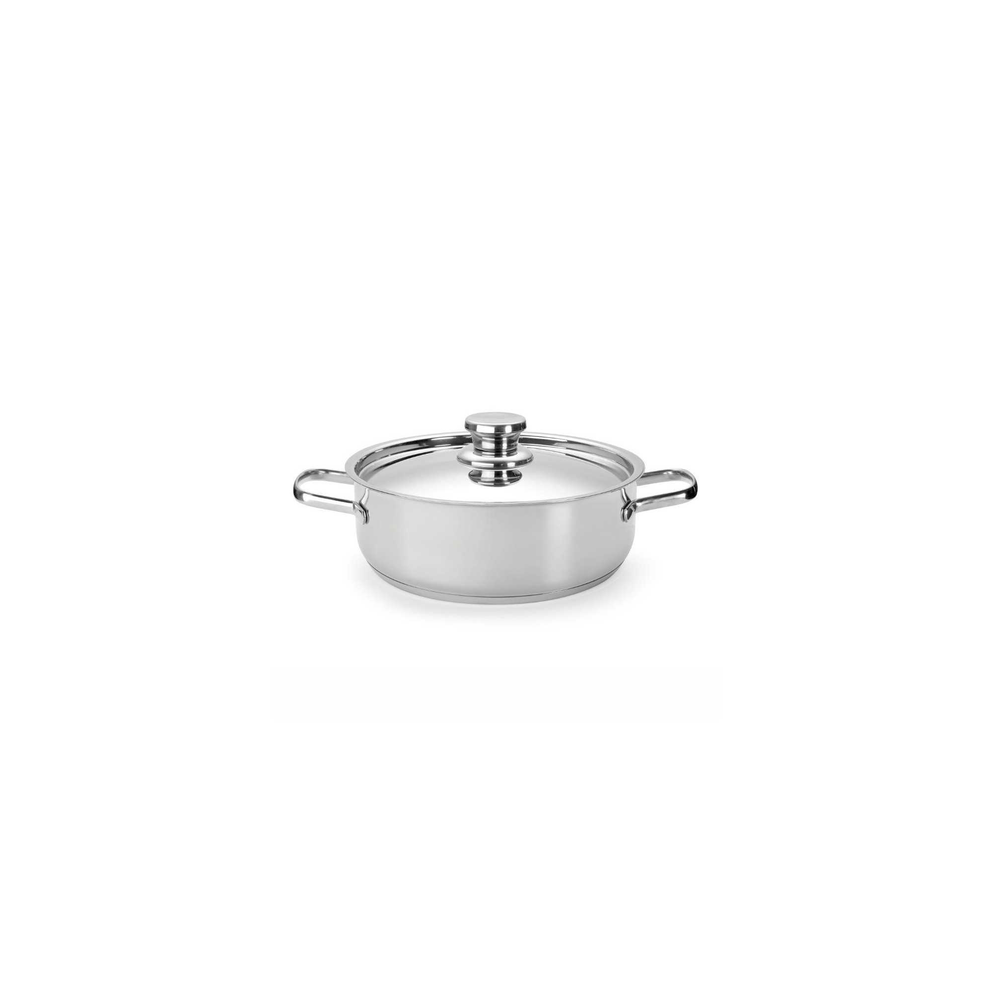 Traditional stainless steel casserole with lid