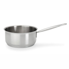 Traditional stainless steel saucepan with lid