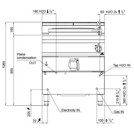 Marmita a gas BERTO's 900 de calentamiento directo