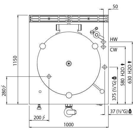BERTO's 900 gas kettle with indirect heating of 200 liters