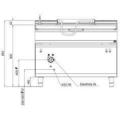 Electric tilting frying pan 120 liter