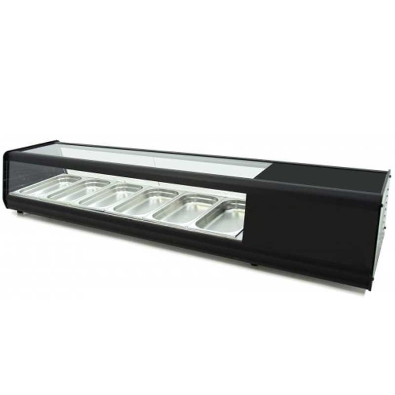 Straight surface refrigerated tapas display case 6 GN 1/3 trays