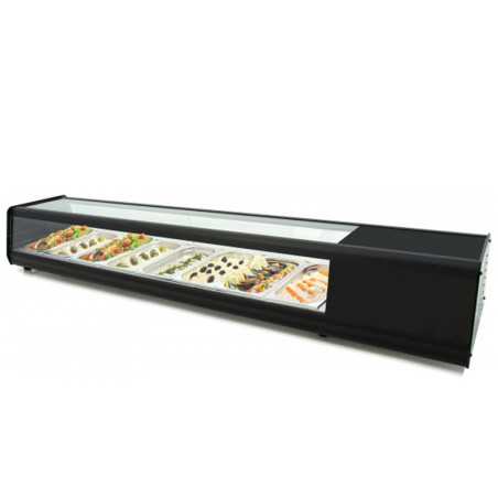 Vitrina de tapas refrigerada superficie recta 8 bandejas GN 1/3