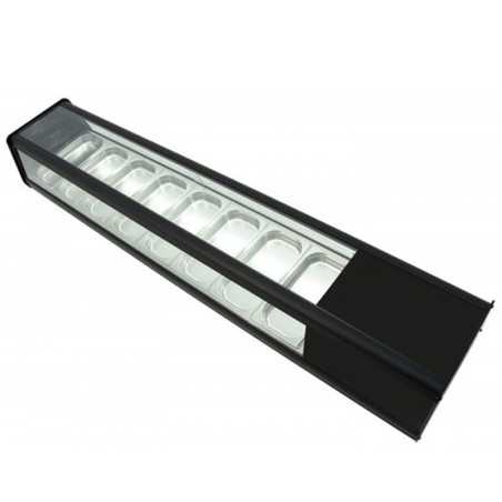Vitrina de tapas refrigerada superficie recta 8 bandejas GN 1/3