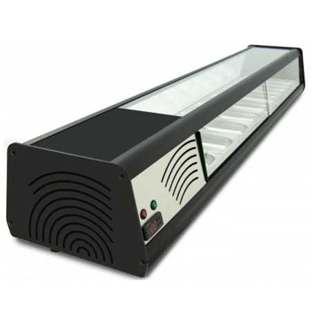 Straight surface refrigerated tapas display case 8 GN 1/3 trays